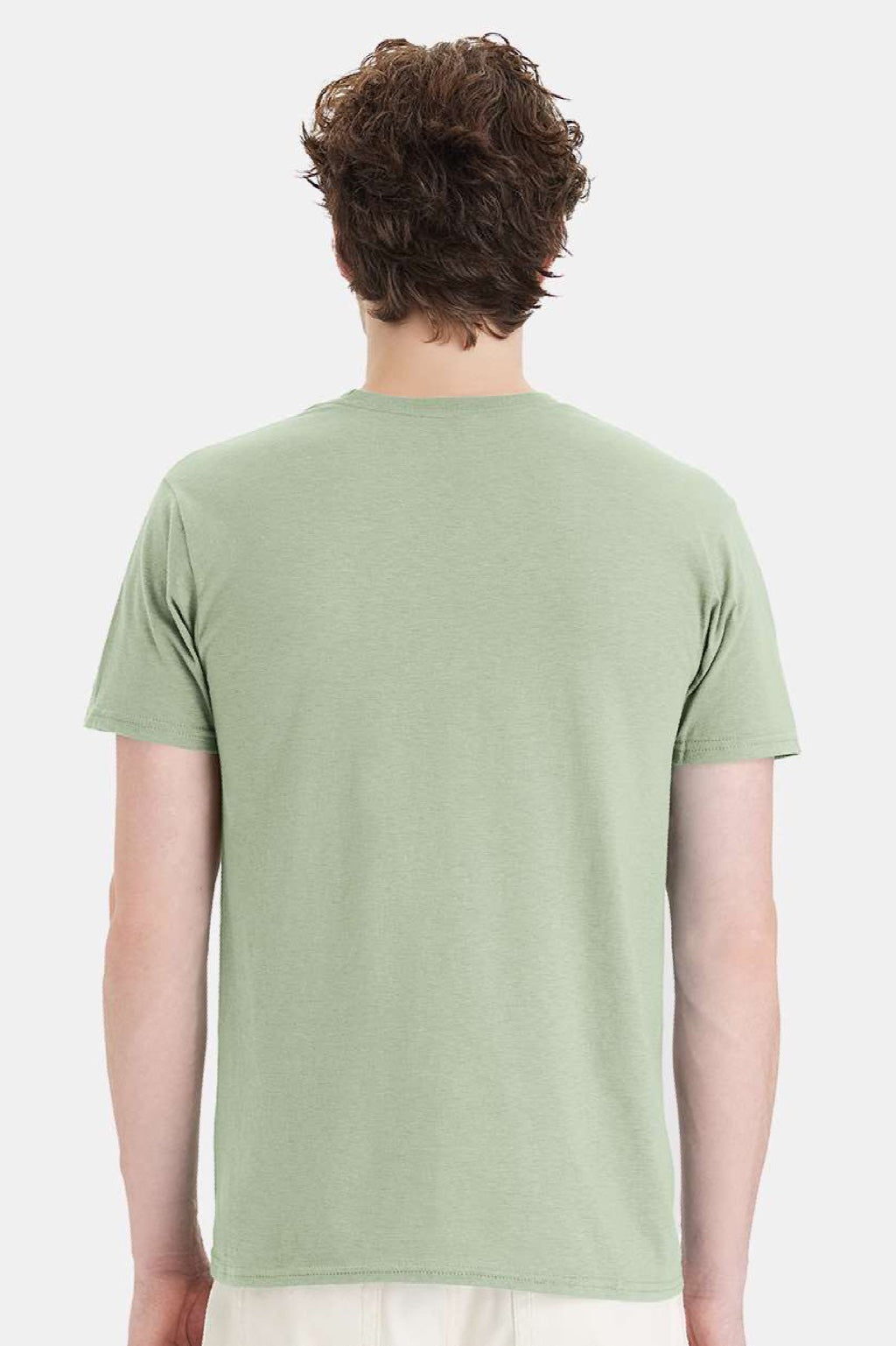 Hanes 4980 Mens Perfect-T Short Sleeve Crewneck T-Shirt Equilibrium Green Model Back