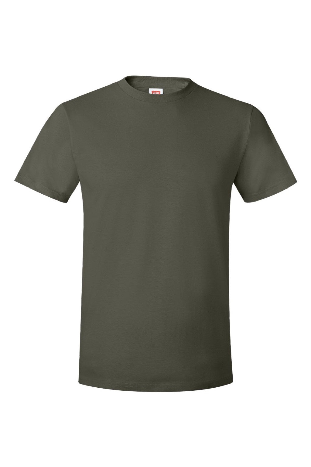 Hanes 4980 Mens Perfect-T Short Sleeve Crewneck T-Shirt Fatigue Green Flat Front