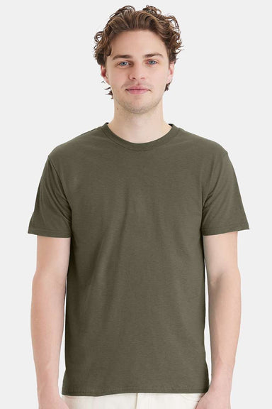 Hanes 4980 Mens Perfect-T Short Sleeve Crewneck T-Shirt Fatigue Green Model Front