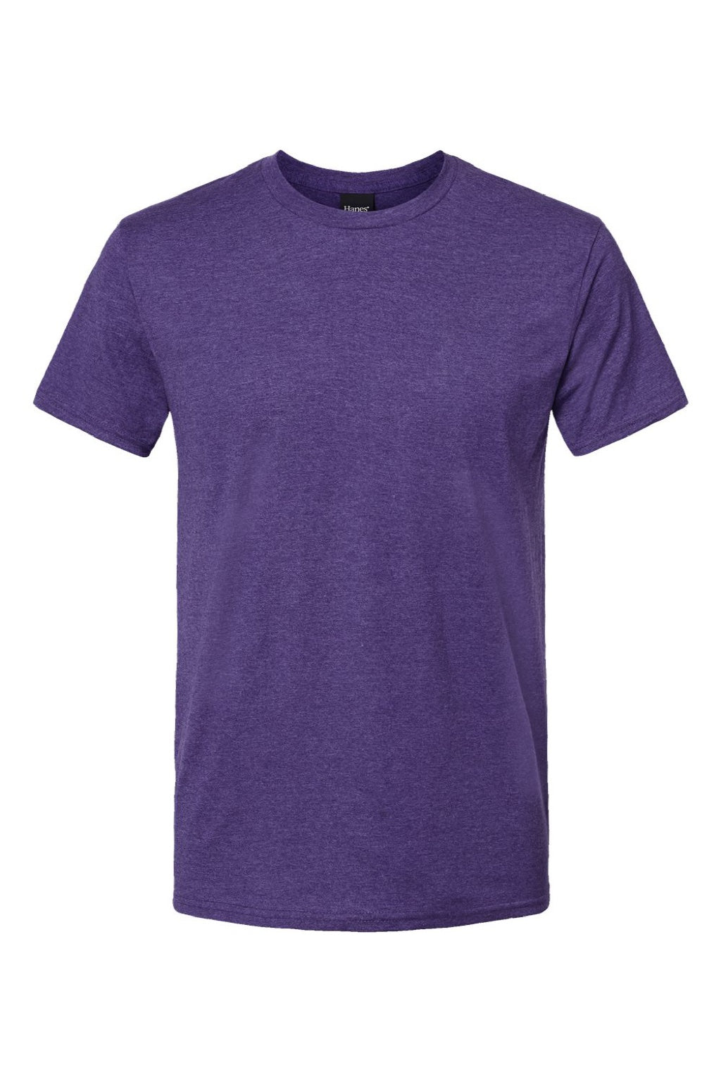 Hanes 4980 Mens Perfect-T Short Sleeve Crewneck T-Shirt Heather Grape Smash Purple Flat Front