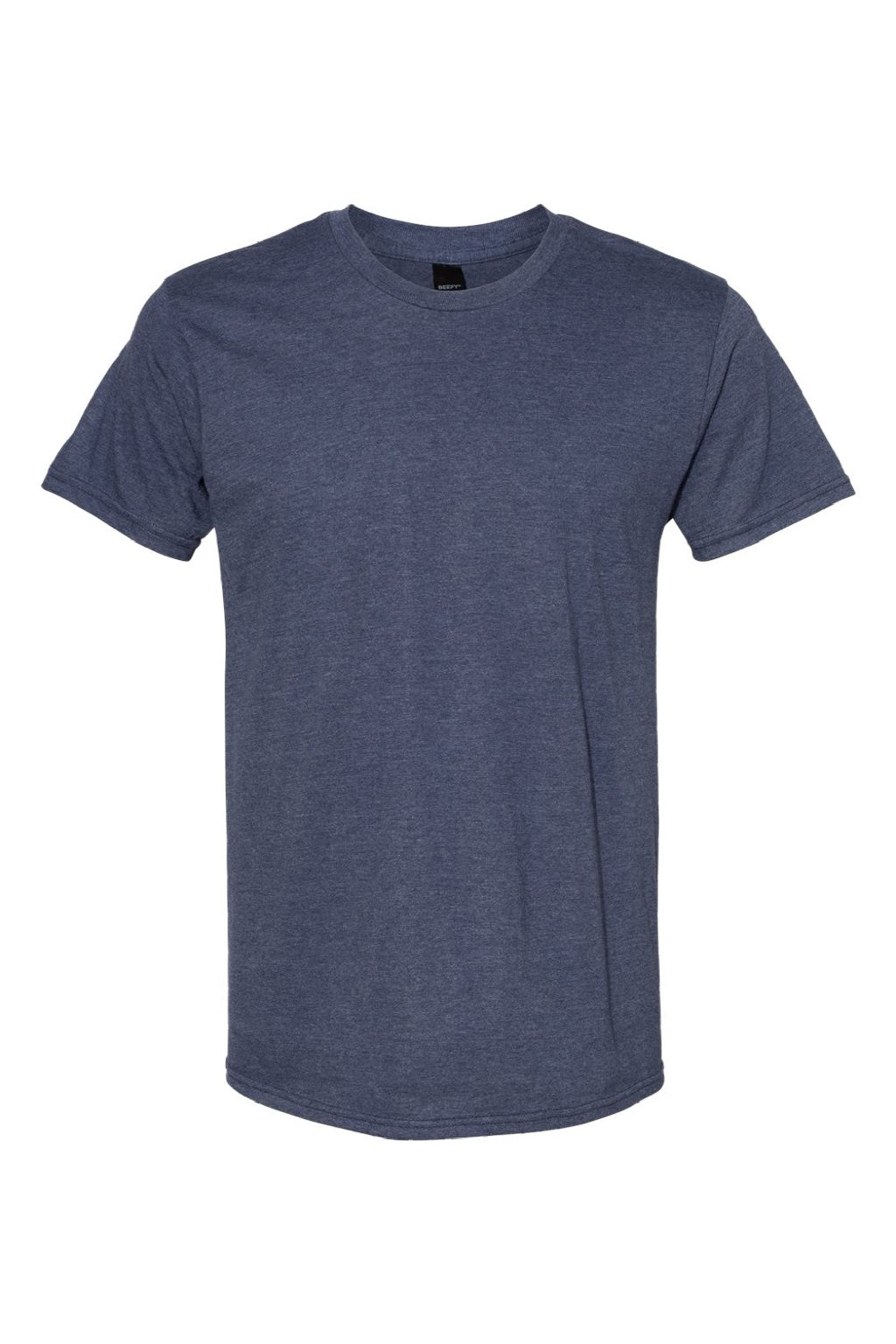 Hanes 4980 Mens Perfect-T Short Sleeve Crewneck T-Shirt Heather Navy Blue Flat Front
