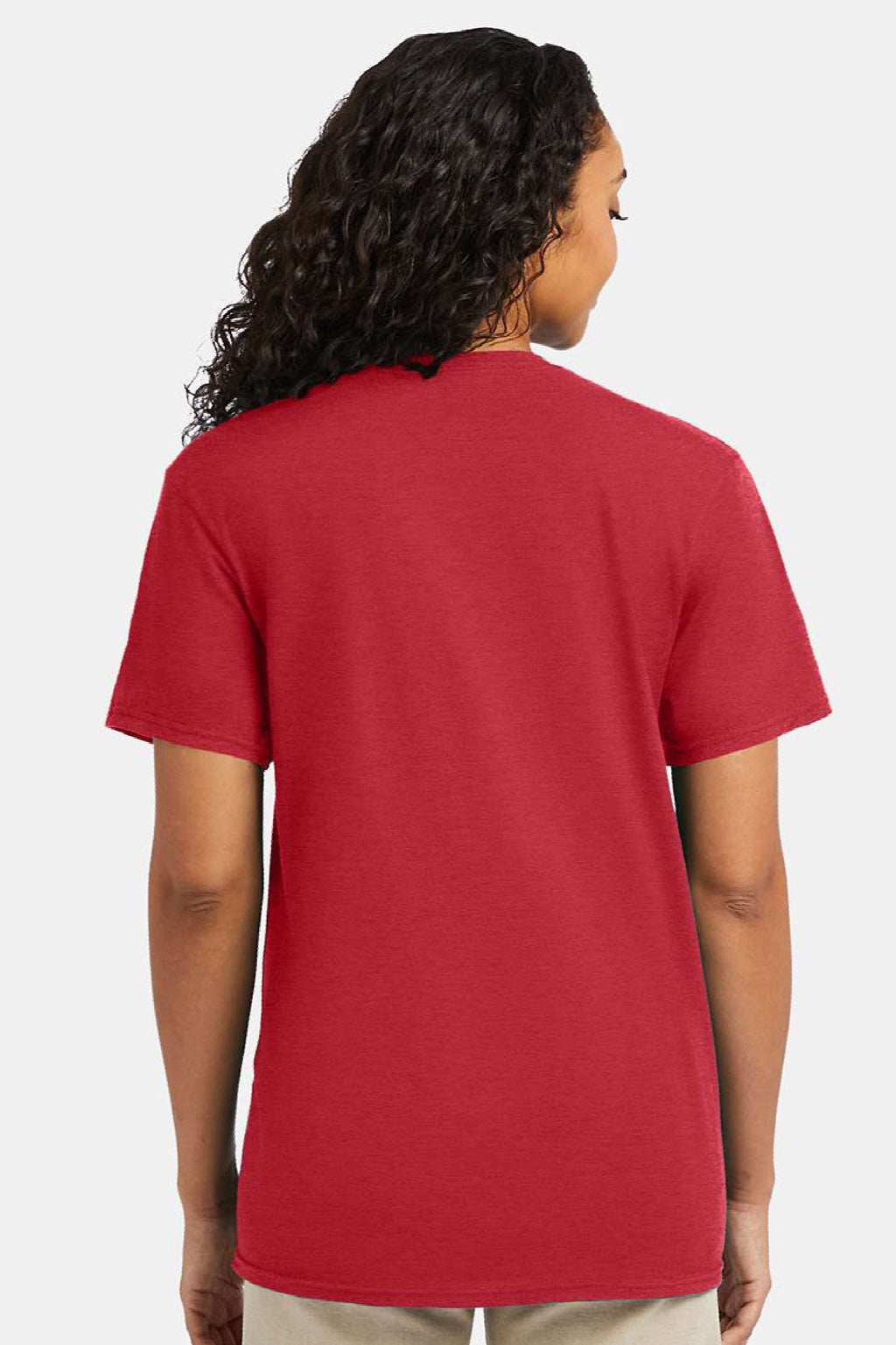 Hanes 4980 Mens Perfect-T Short Sleeve Crewneck T-Shirt Heather Red Model Back