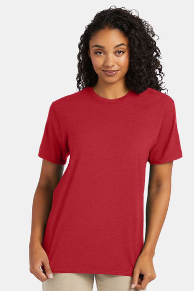 Hanes 4980 Mens Perfect-T Short Sleeve Crewneck T-Shirt Heather Red Model Front