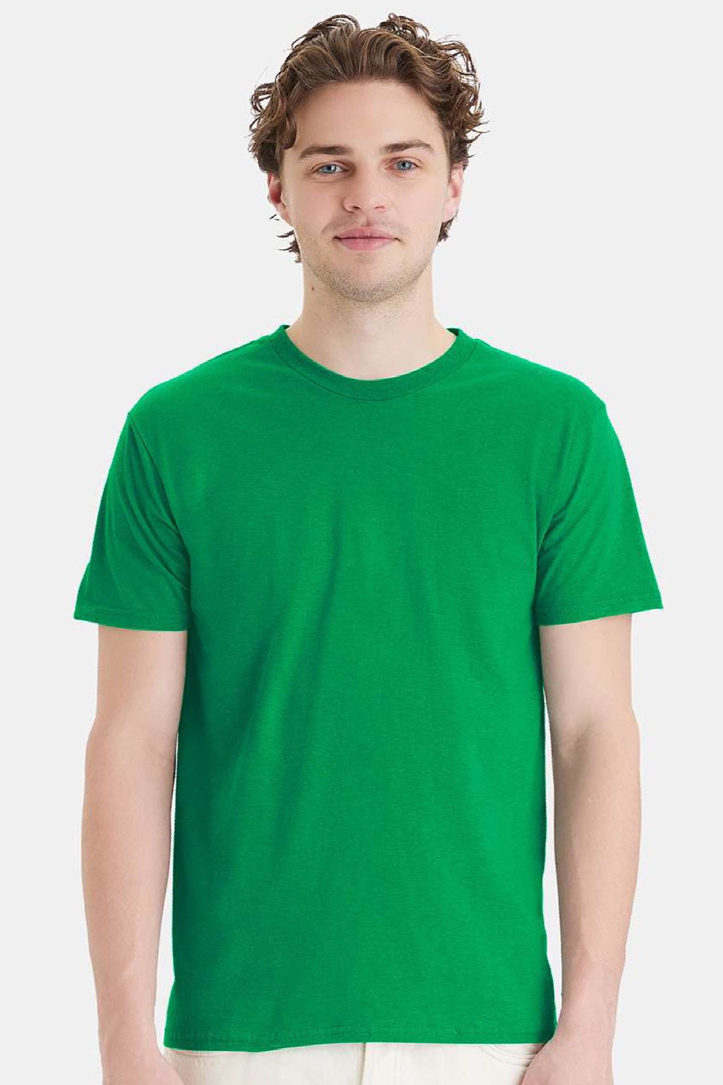 Hanes 4980 Mens Perfect-T Short Sleeve Crewneck T-Shirt Kelly Green Model Front