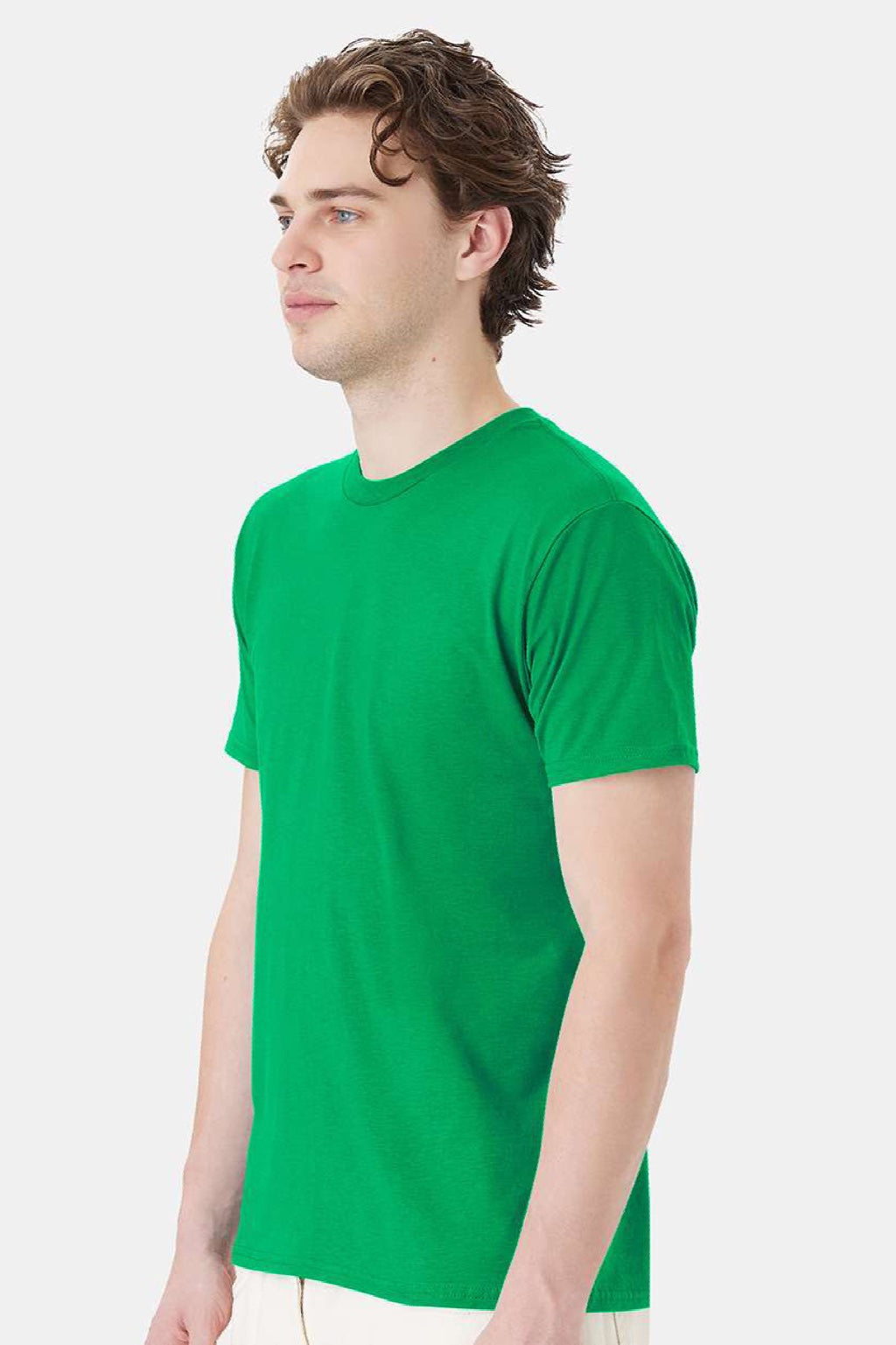 Hanes 4980 Mens Perfect-T Short Sleeve Crewneck T-Shirt Kelly Green Model Side