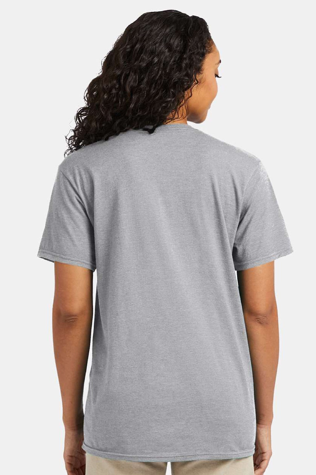 Hanes 4980 Mens Perfect-T Short Sleeve Crewneck T-Shirt Light Steel Grey Model Back