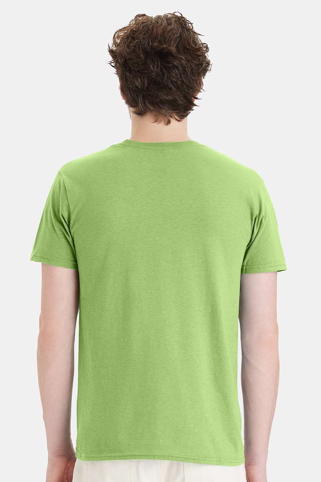 Hanes 4980 Mens Perfect-T Short Sleeve Crewneck T-Shirt Lime Green Model Back
