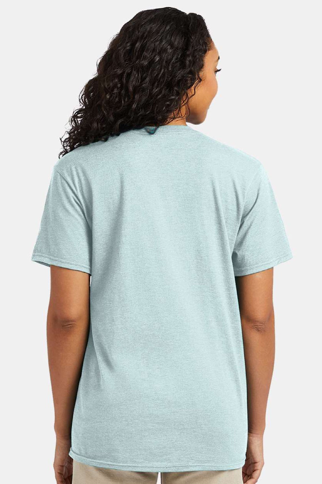 Hanes 4980 Mens Perfect-T Short Sleeve Crewneck T-Shirt Marbled Ice Fall Model Back