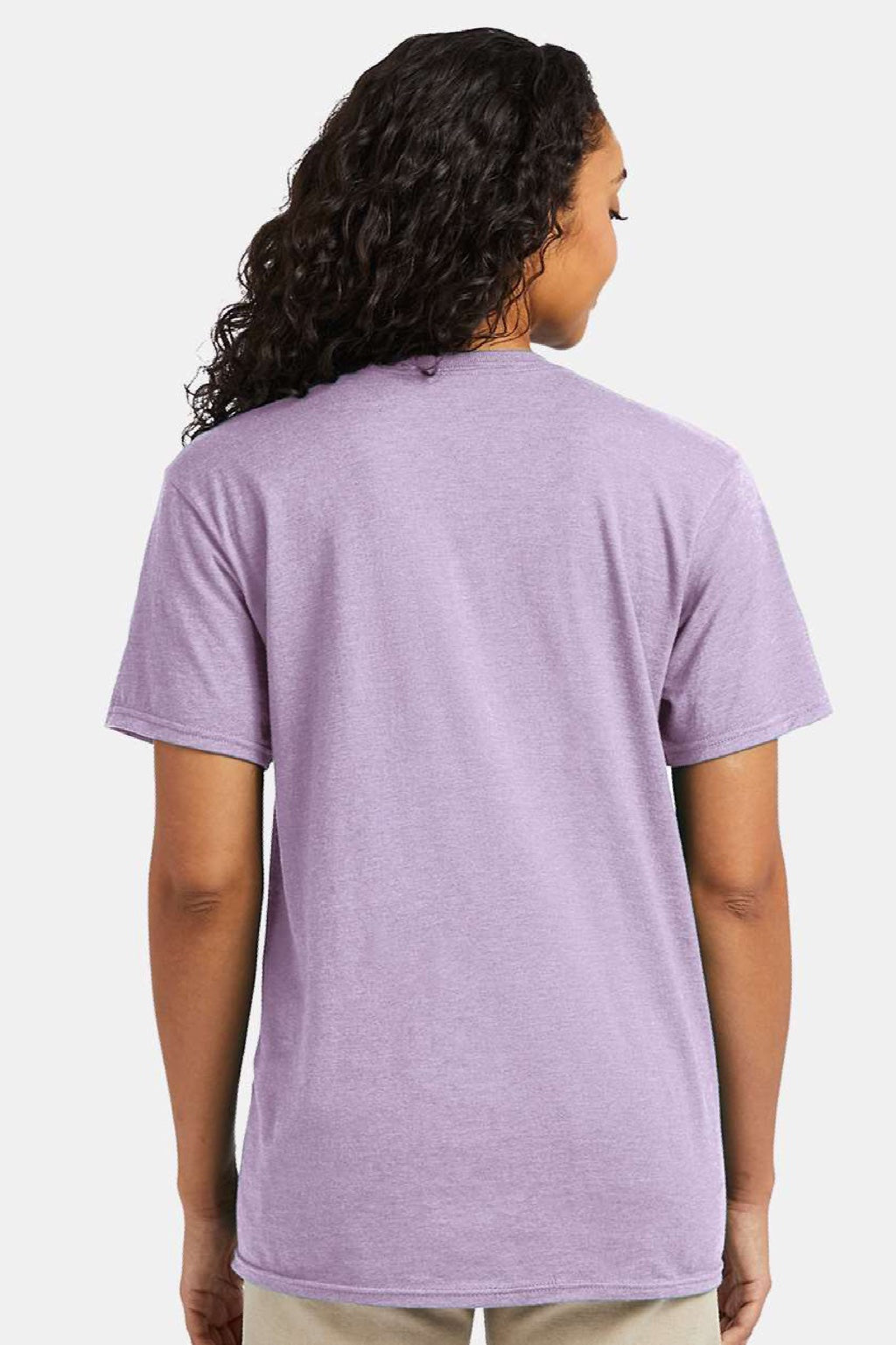 Hanes 4980 Mens Perfect-T Short Sleeve Crewneck T-Shirt Marbled Pale Violet Model Back