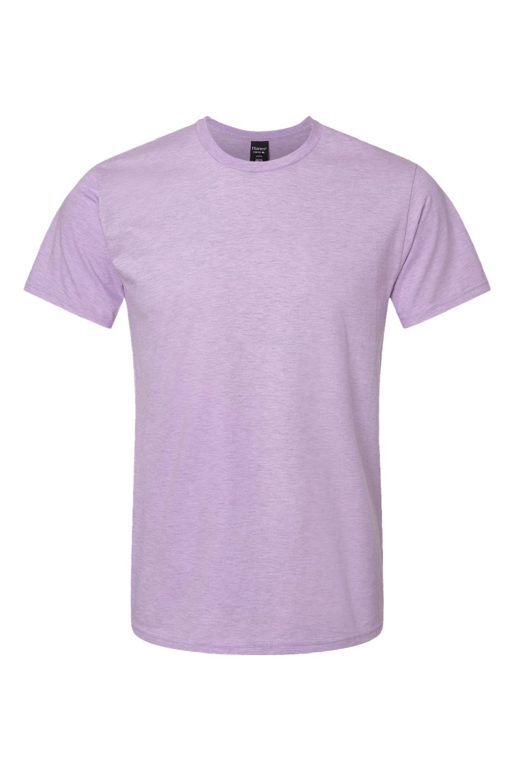 Hanes 4980 Mens Perfect-T Short Sleeve Crewneck T-Shirt Marbled Pale Violet Flat Front