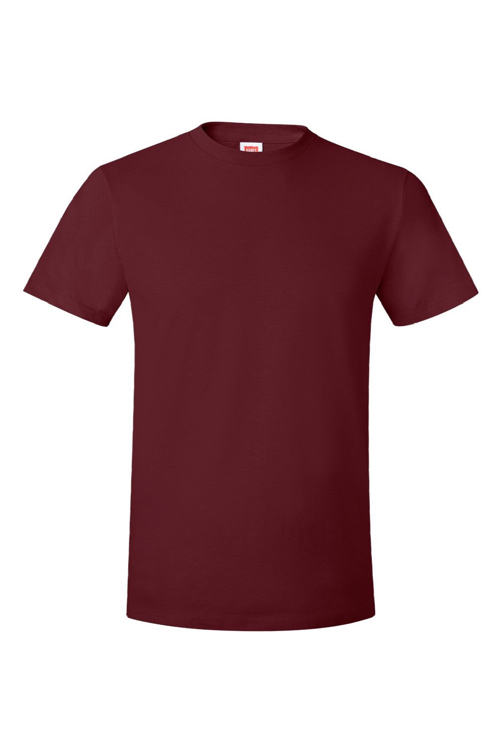 Hanes 4980 Mens Perfect-T Short Sleeve Crewneck T-Shirt Maroon Flat Front