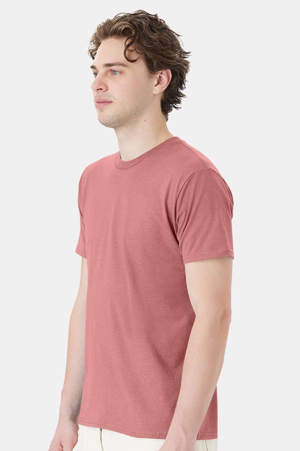 Hanes 4980 Mens Perfect-T Short Sleeve Crewneck T-Shirt Mauve Model Side