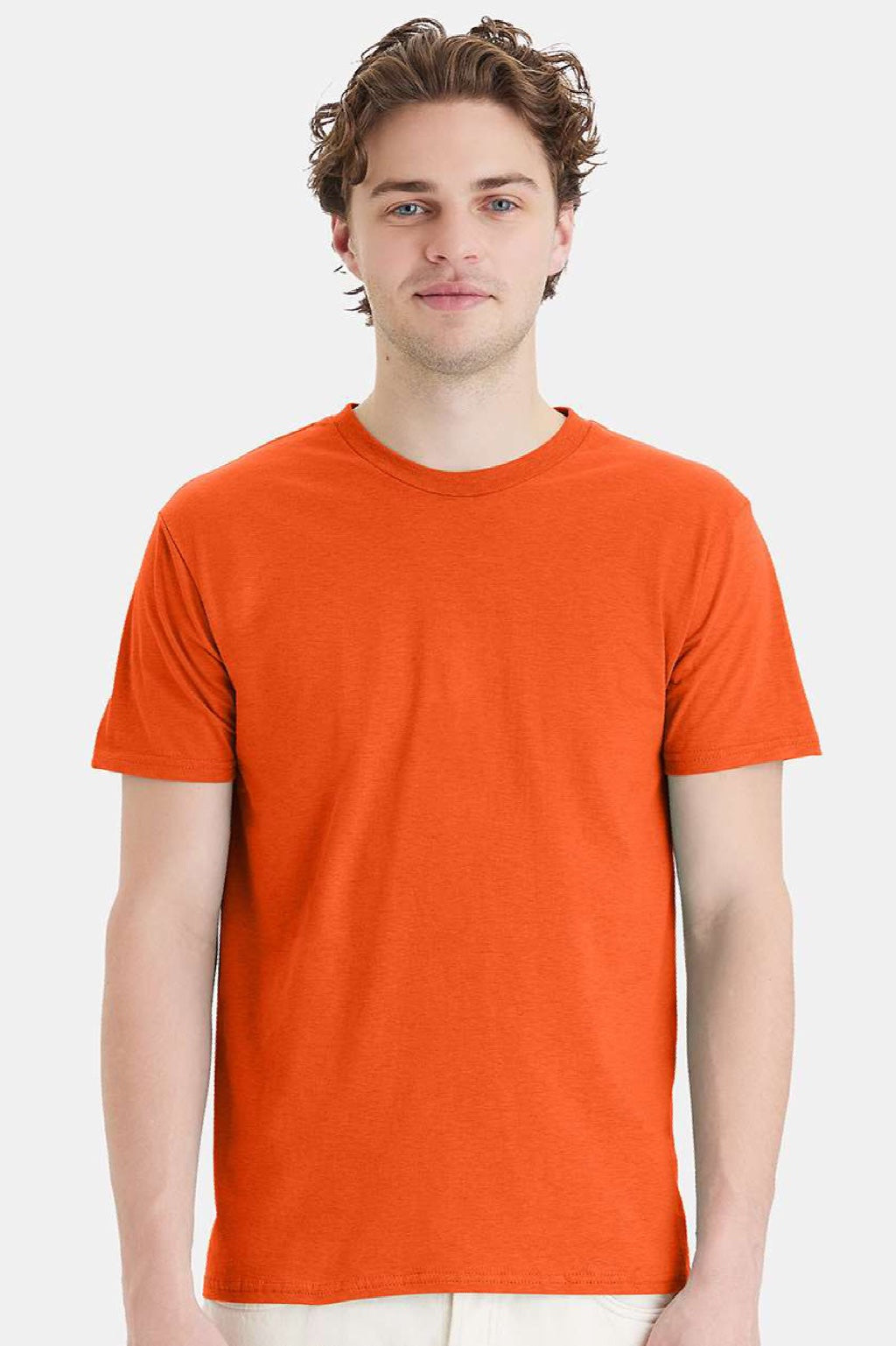 Hanes 4980 Mens Perfect-T Short Sleeve Crewneck T-Shirt Orange Model Front