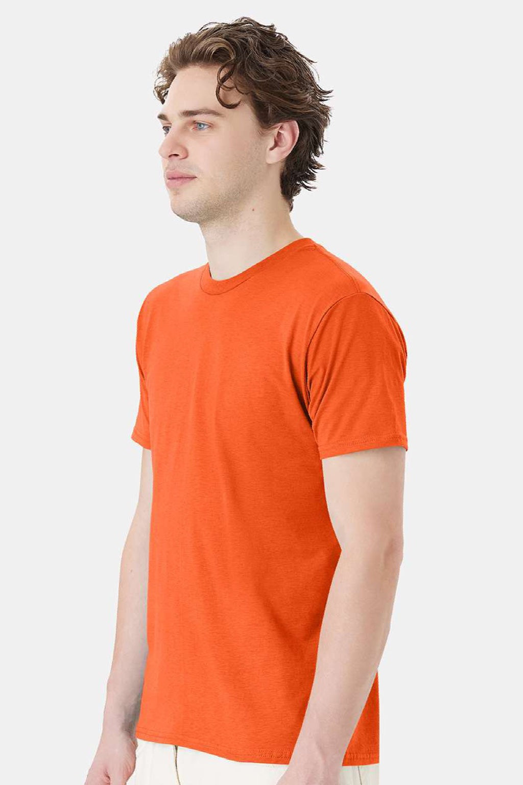 Hanes 4980 Mens Perfect-T Short Sleeve Crewneck T-Shirt Orange Model Side
