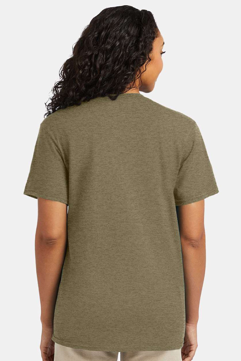 Hanes 4980 Mens Perfect-T Short Sleeve Crewneck T-Shirt Heather Oregano Model Back