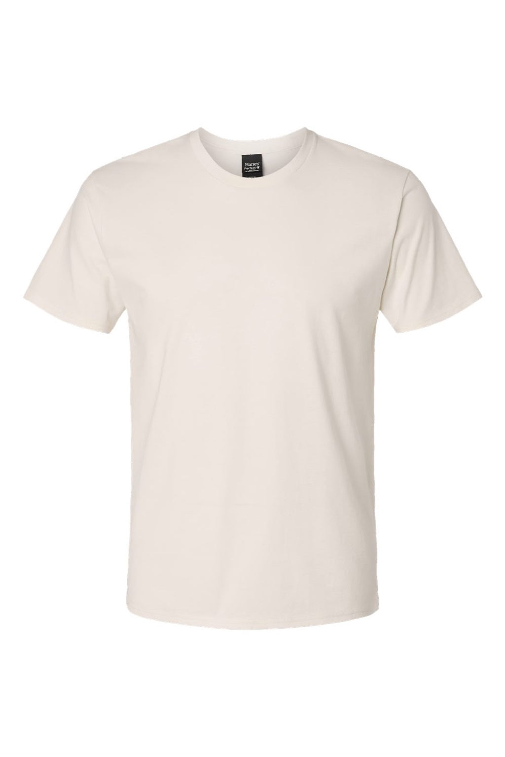 Hanes 4980 Mens Perfect-T Short Sleeve Crewneck T-Shirt Parchment Flat Front