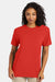Hanes 4980 Mens Perfect-T Short Sleeve Crewneck T-Shirt Heather Poppy Red Model Front