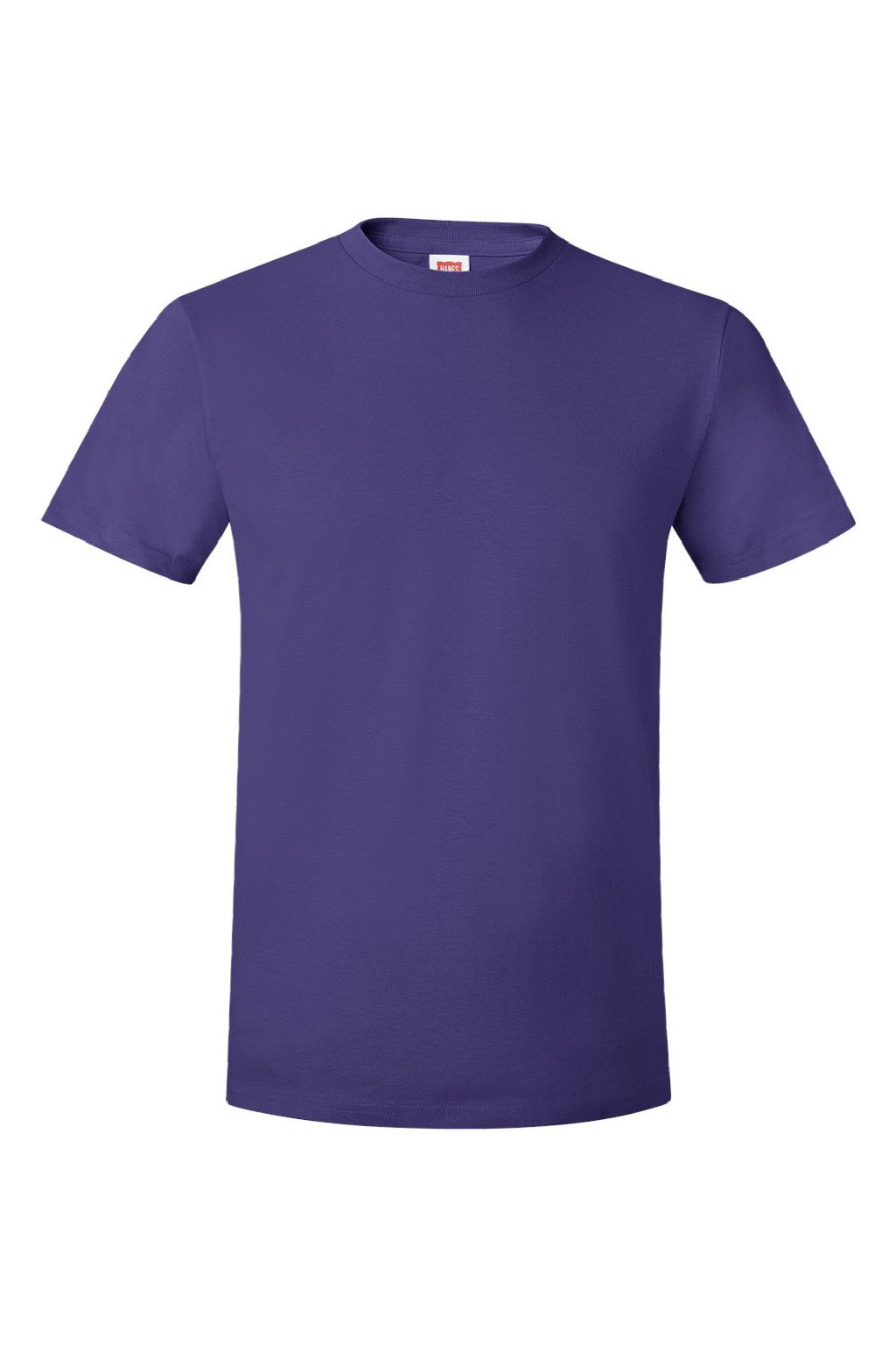 Hanes 4980 Mens Perfect-T Short Sleeve Crewneck T-Shirt Purple Flat Front