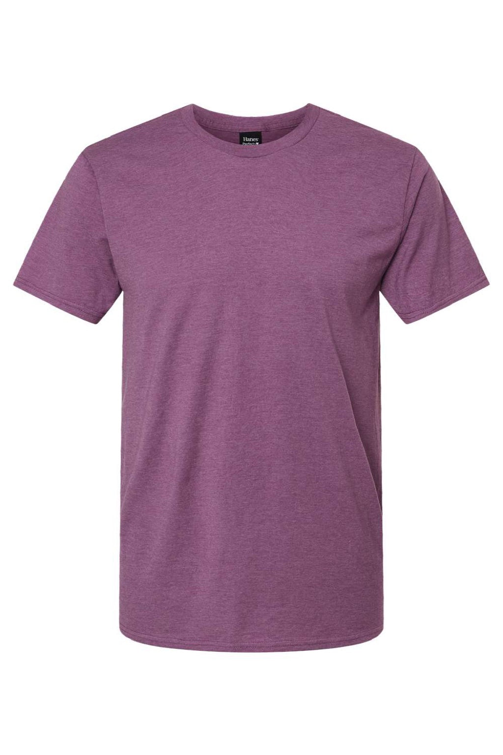 Hanes 4980 Mens Perfect-T Short Sleeve Crewneck T-Shirt Heather Purple Rain Flat Front