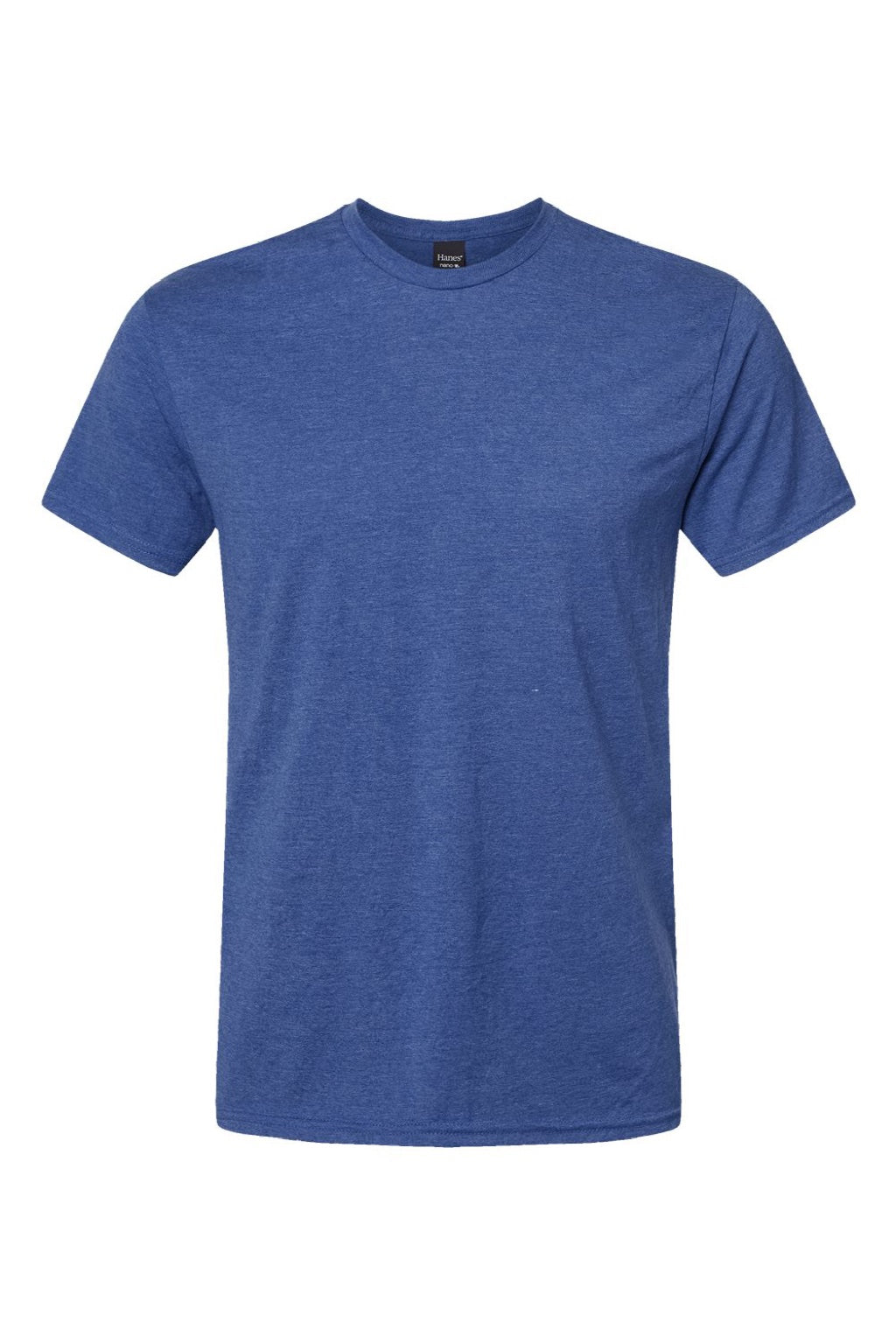 Hanes 4980 Mens Perfect-T Short Sleeve Crewneck T-Shirt Heather Regal Navy Blue Flat Front