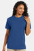 Hanes 4980 Mens Perfect-T Short Sleeve Crewneck T-Shirt Heather Regal Navy Blue Model Front