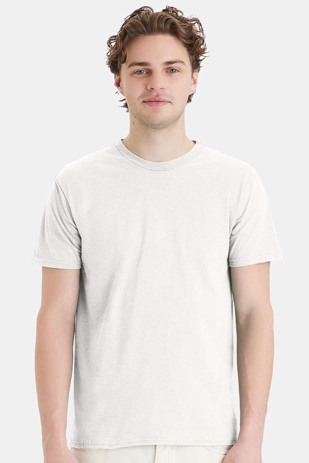 Hanes 4980 Mens Perfect-T Short Sleeve Crewneck T-Shirt White Model Front