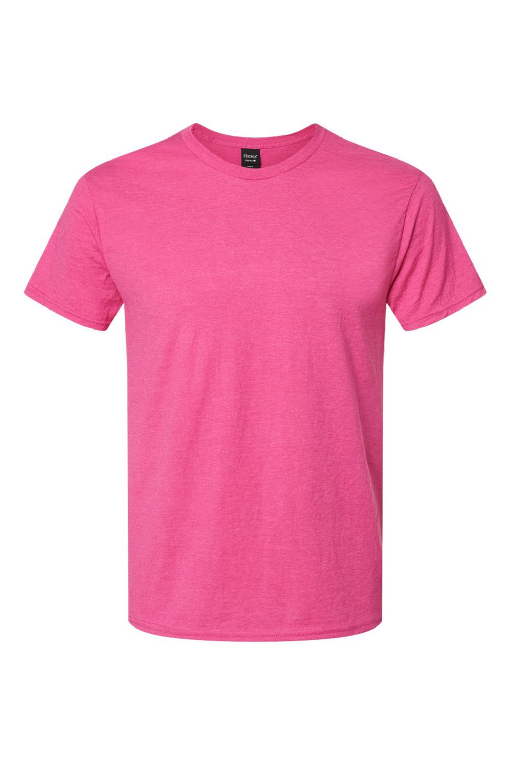 Hanes 4980 Mens Perfect-T Short Sleeve Crewneck T-Shirt Heather Wow Pink Flat Front