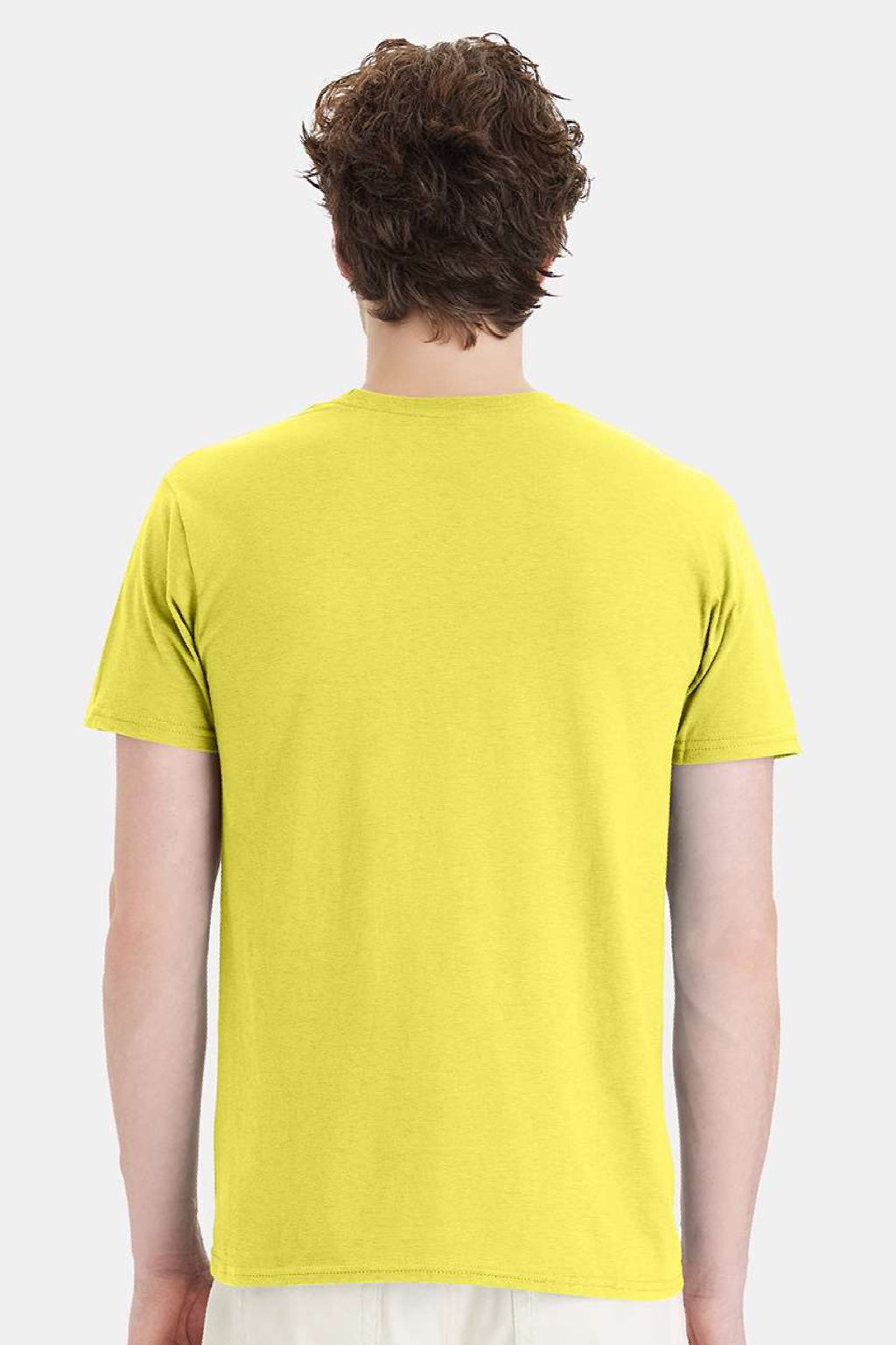 Hanes 4980 Mens Perfect-T Short Sleeve Crewneck T-Shirt Yellow Model Back