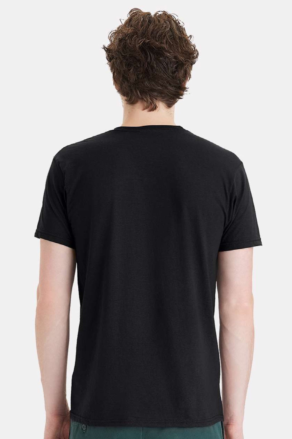 Hanes 498PT Mens Perfect-T DTG Short Sleeve Crewneck T-Shirt Black Model Back