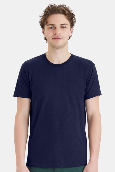 Hanes 498PT Mens Perfect-T DTG Short Sleeve Crewneck T-Shirt Navy Blue Model Front