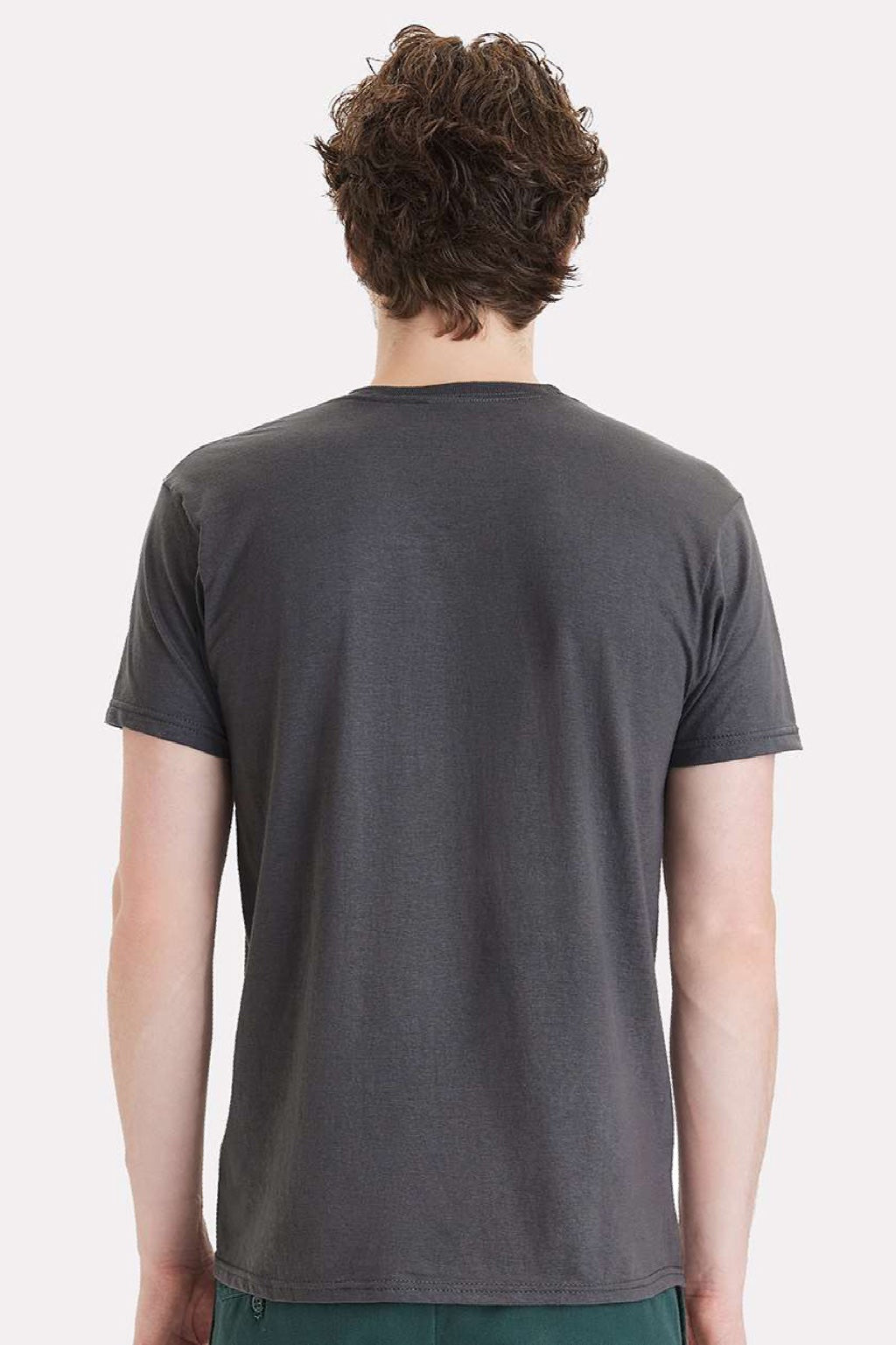 Hanes 498PT Mens Perfect-T DTG Short Sleeve Crewneck T-Shirt Smoke Grey Model Back