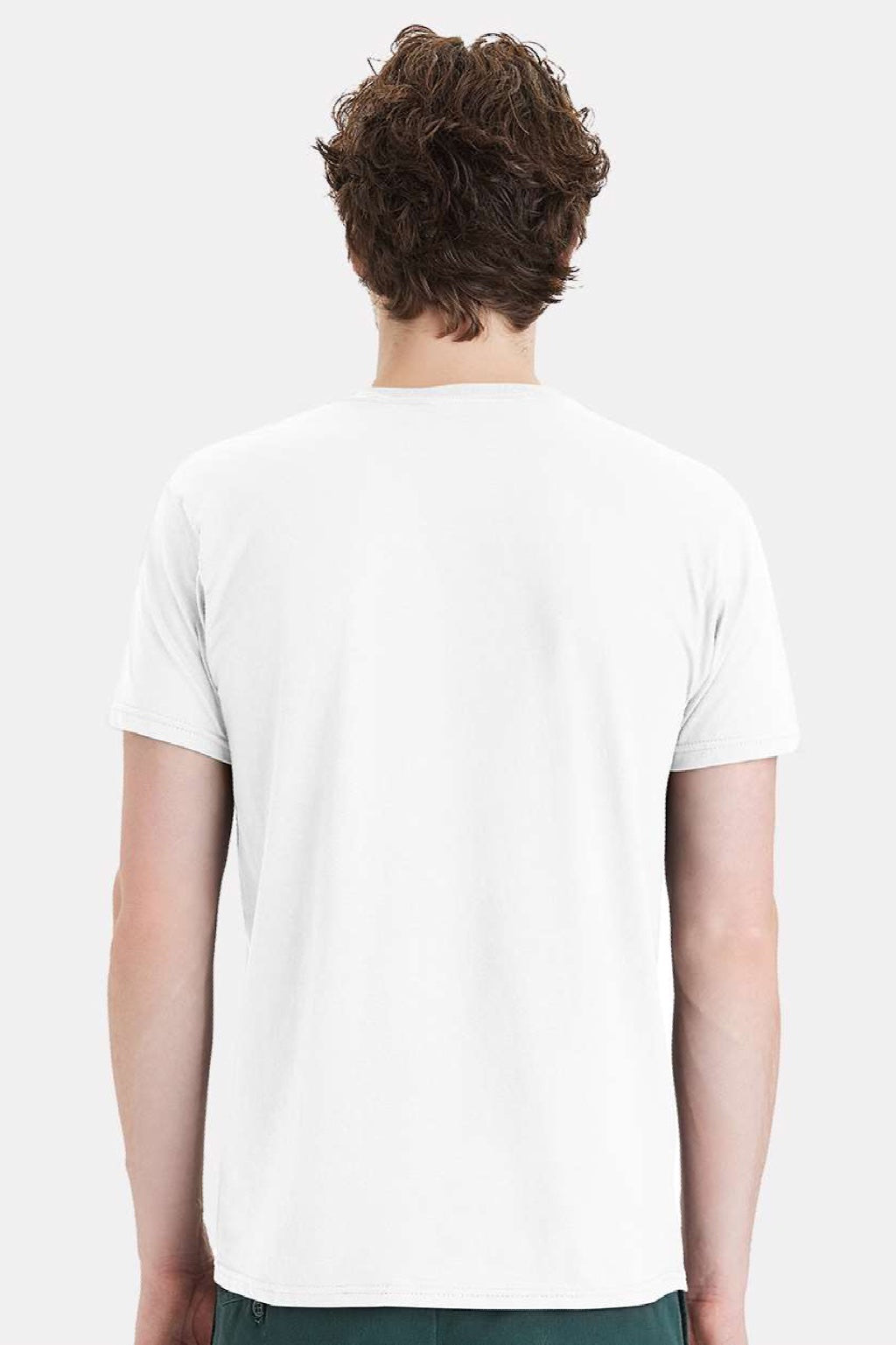 Hanes 498PT Mens Perfect-T DTG Short Sleeve Crewneck T-Shirt White Model Back