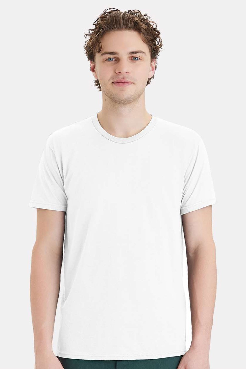 Hanes 498PT Mens Perfect-T DTG Short Sleeve Crewneck T-Shirt White Model Front