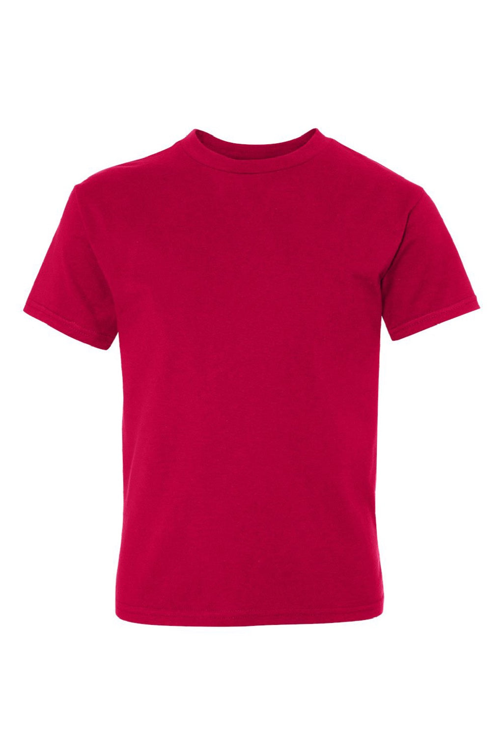 Hanes 498Y Youth Perfect-T Short Sleeve Crewneck T-Shirt Deep Red Flat Front