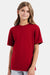 Hanes 498Y Youth Perfect-T Short Sleeve Crewneck T-Shirt Deep Red Model Front