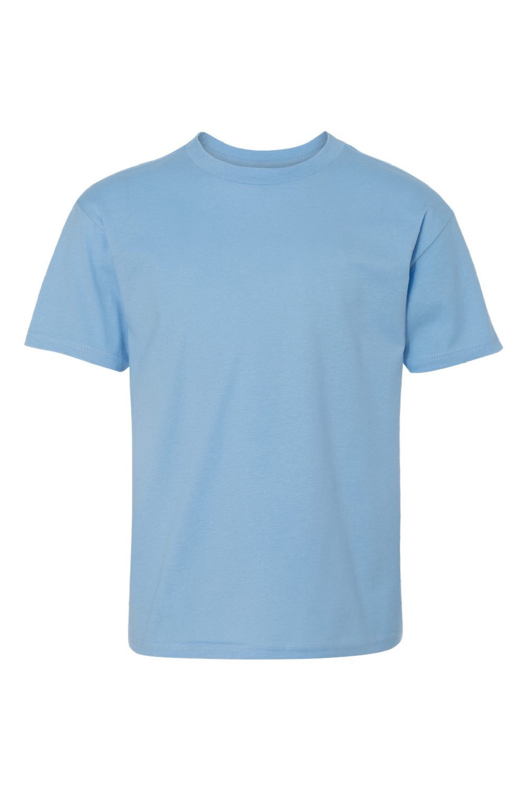 Hanes 498Y Youth Perfect-T Short Sleeve Crewneck T-Shirt Light Blue Flat Front