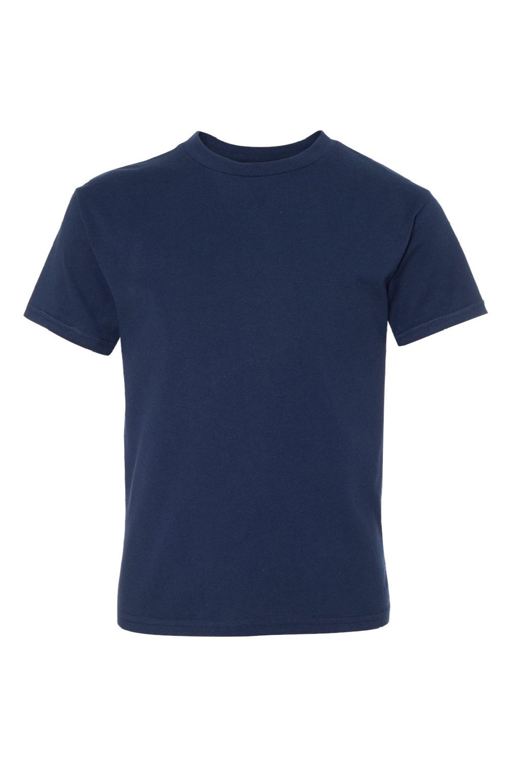 Hanes 498Y Youth Perfect-T Short Sleeve Crewneck T-Shirt Navy Blue Flat Front
