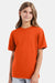 Hanes 498Y Youth Perfect-T Short Sleeve Crewneck T-Shirt Orange Model Front