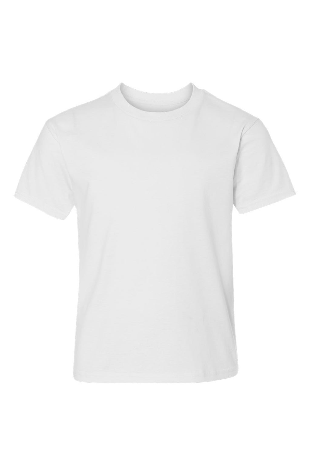 Hanes 498Y Youth Perfect-T Short Sleeve Crewneck T-Shirt White Flat Front