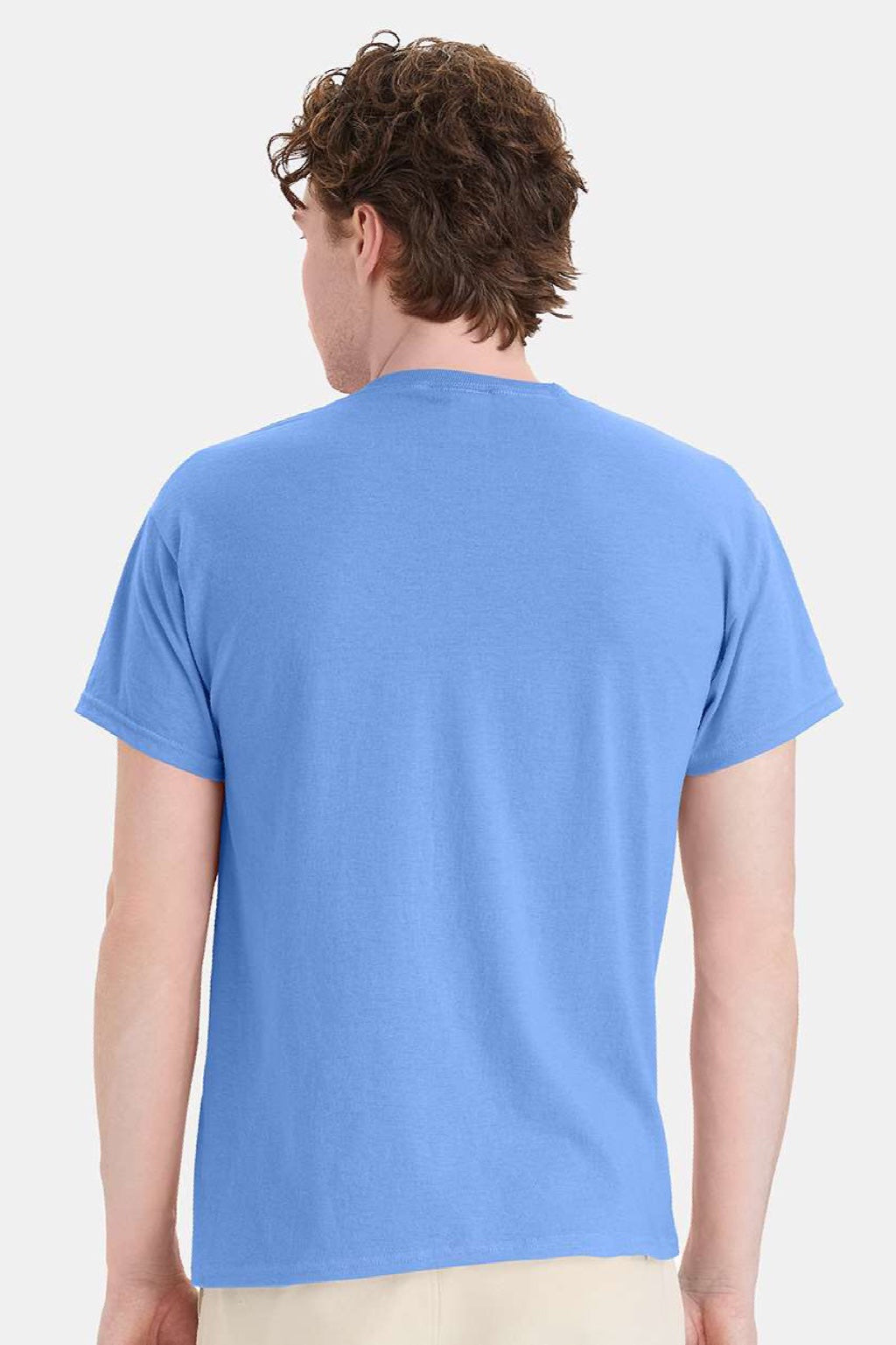 Hanes 5170 Mens EcoSmart Short Sleeve Crewneck T-Shirt Carolina Blue Model Back