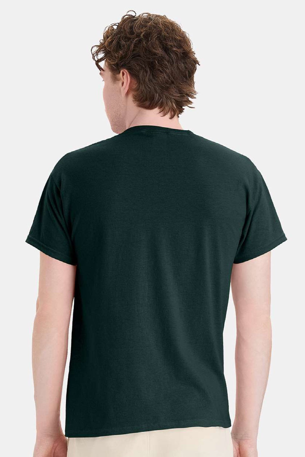 Hanes 5170 Mens EcoSmart Short Sleeve Crewneck T-Shirt Deep Forest Green Model Back