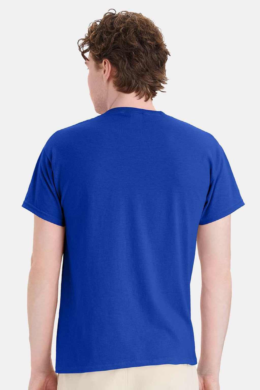 Hanes 5170 Mens EcoSmart Short Sleeve Crewneck T-Shirt Deep Royal Blue Model Back