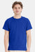 Hanes 5170 Mens EcoSmart Short Sleeve Crewneck T-Shirt Deep Royal Blue Model Front
