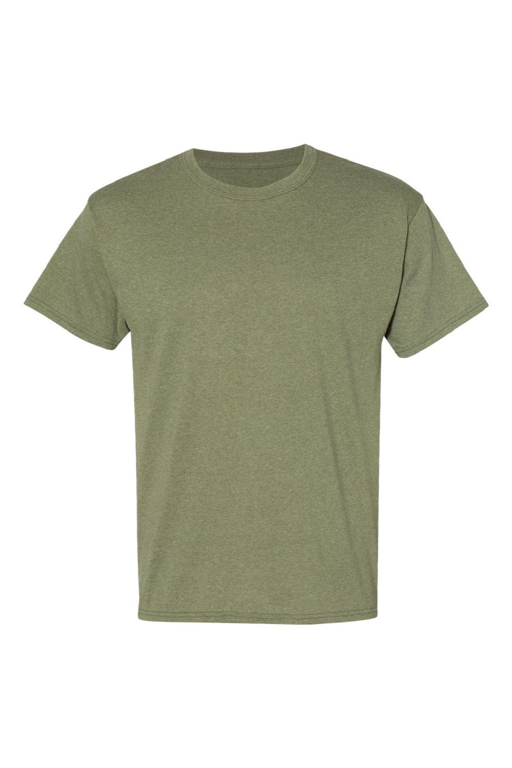 Hanes 5170 Mens EcoSmart Short Sleeve Crewneck T-Shirt Heather Green Flat Front