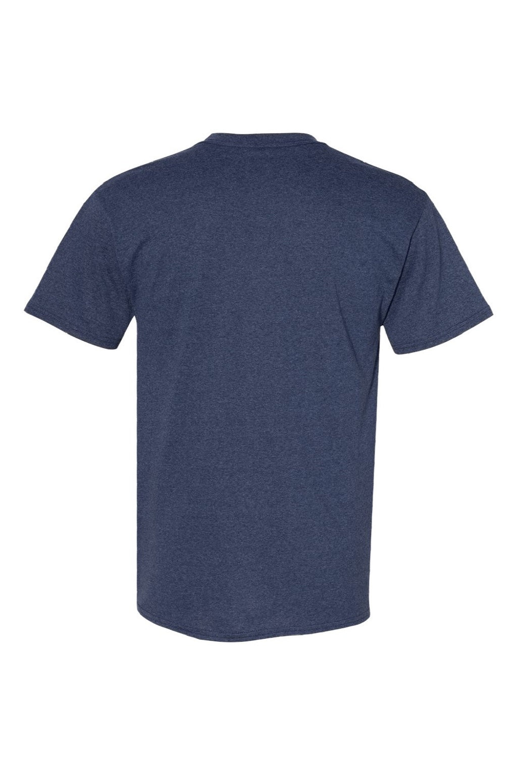 Hanes 5170 Mens EcoSmart Short Sleeve Crewneck T-Shirt Heather Navy Blue Flat Back
