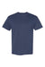 Hanes 5170 Mens EcoSmart Short Sleeve Crewneck T-Shirt Heather Navy Blue Flat Front