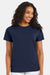 Hanes 5170 Mens EcoSmart Short Sleeve Crewneck T-Shirt Heather Navy Blue Model Front