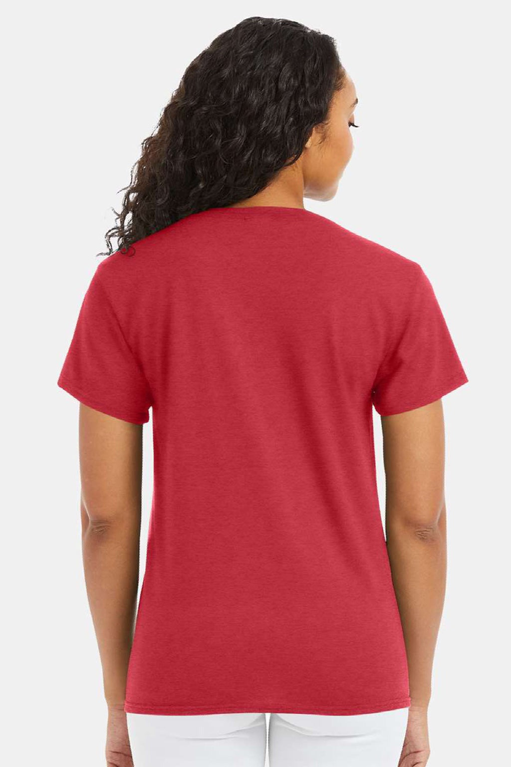 Hanes 5170 Mens EcoSmart Short Sleeve Crewneck T-Shirt Heather Red Model Back