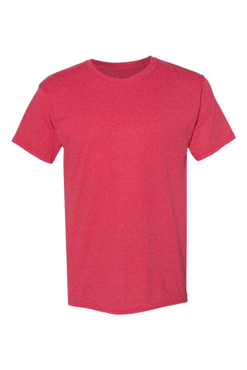 Hanes 5170 Mens EcoSmart Short Sleeve Crewneck T-Shirt Heather Red Flat Front