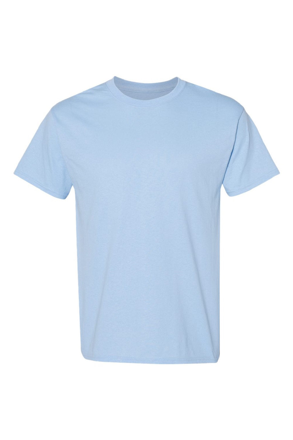 Hanes 5170 Mens EcoSmart Short Sleeve Crewneck T-Shirt Light Blue Flat Front